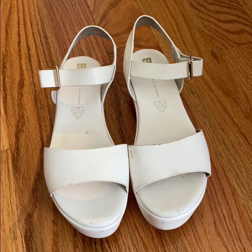 Chunky White Platform Heels